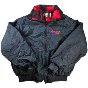 Vintage King Louie PRO FIT Men's Black L Nylon Fleece Lined Bomber Jacket Plaid